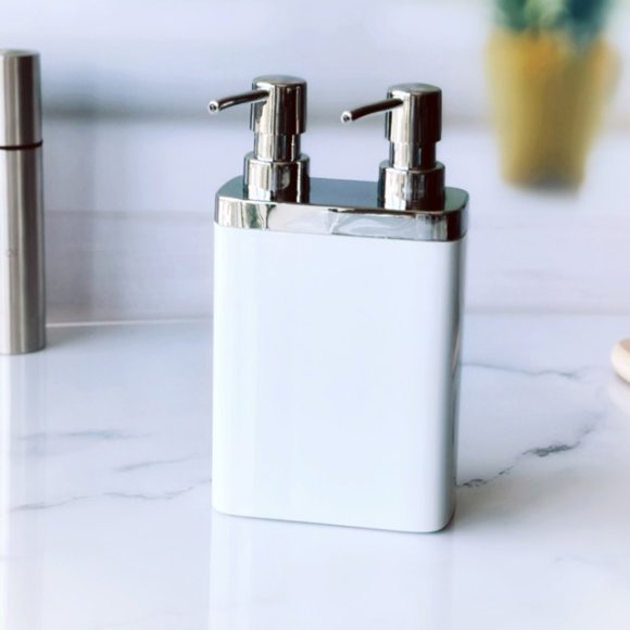 ​​​​​​​DISPENSER DOPPIO "DELTA" IN PLASTICA - BIANCO