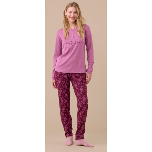 NOI DI NOTTE-Pigiama Donna Caldo Cotone Articolo Cachemire FA9266 