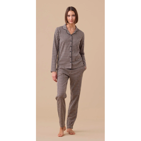 NOI DI NOTTE-Pigiama Donna Caldo Cotone Taglio Uomo Articolo Poule FA9301 