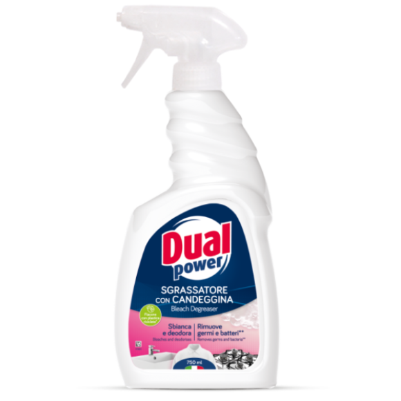 DUAL POWER Sgrassatore con Candeggina 750ML SPRAY