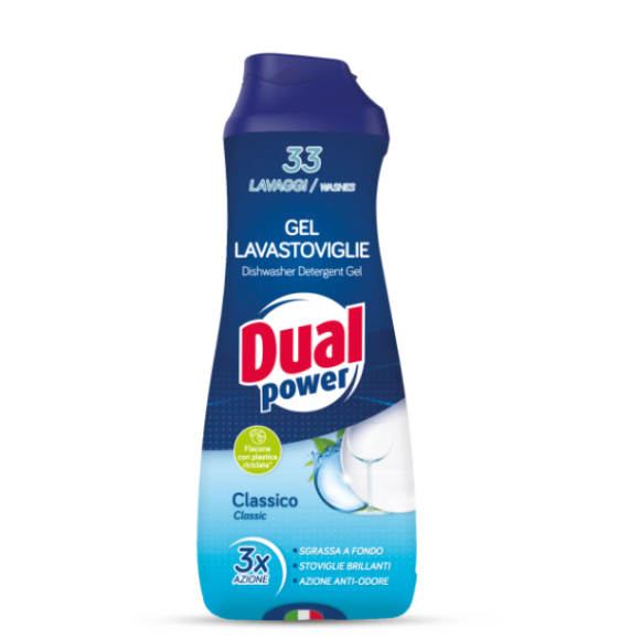 Dual Power Detersivo Gel Lavastoviglie 660ml 33 Lavaggi - Bicarbonato Salvia