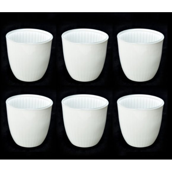 SET 6 BICCHIERI VETRO RIGATO "ELEGANT" - BIANCO OPACO