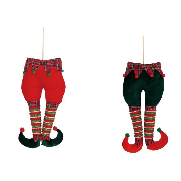 NATALE-DECORAZIONE GAMBE ELFO- COLORAZIONI ASSORTITI 