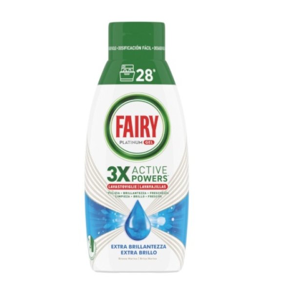 FAIRY PLATINUM GEL DETERGENTE LAVASTOVIGLIE EXTRA BRILLANTEZZA BREZZA MARINA 504 ML  
