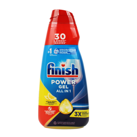 FINISH GEL PER LAVASTOVIGLIE POWER CONCENTRATO ALL IN 1 LIMONE 30 LAVAGGI 600 ML