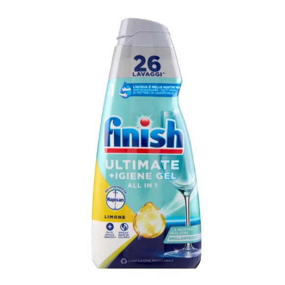 FINISH ULTIMATE + IGIENE GEL LIMONE LIQUIDO LAVASTOVIGLIE 26 LAVAGGI - 560 ML 