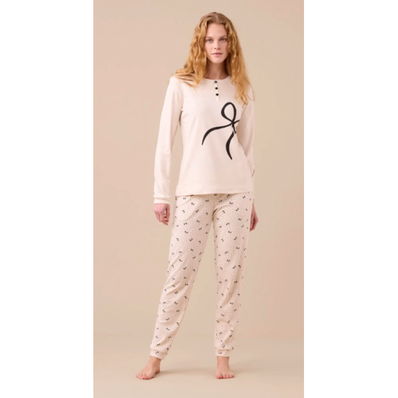 NOI DI NOTTE-Pigiama Donna Caldo Cotone Articolo Big Fiocco FA9250