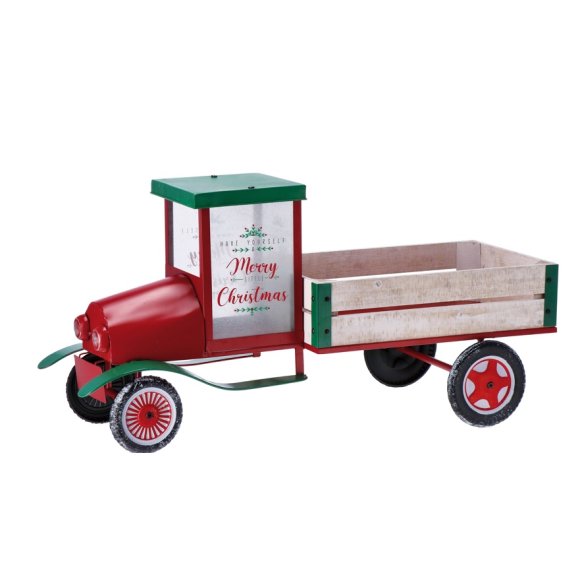 NATALE- FIORIERA A FORMA DI CAMION IN FERRO+LEGNO -88X3