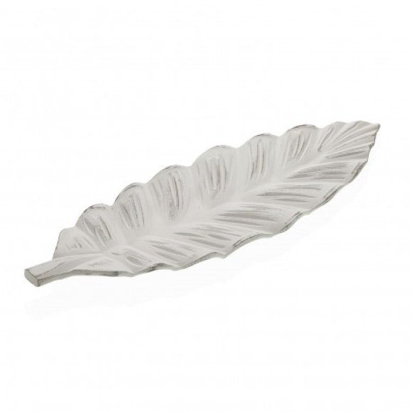 CENTROTAVOLA IN LEGNO FOGLIA - BIANCO