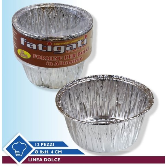 FORMINE TONDE PER DOLCI IN ALLUMINIO - 12 PEZZI