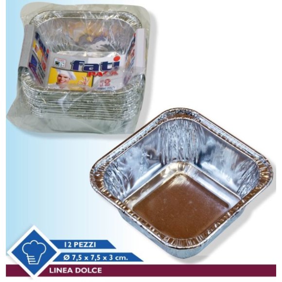 FORMINE QUADRATE PER DOLCI IN ALLUMINIO - 12 PEZZI 