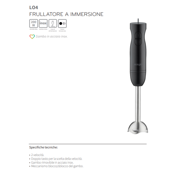 Frullatore A Immersione 200W LO4 200W