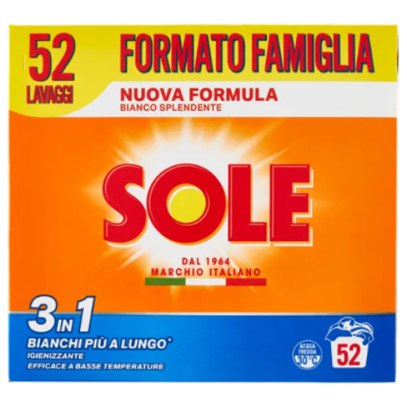Sole Polvere lavatrice Bianco Splendente 52 lavaggi 2,6 kg