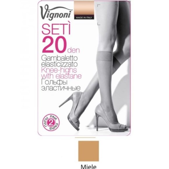 VIGNONI - 2 PAIA GAMBALETTO DONNA "SETI" 20 DEN - MIELE