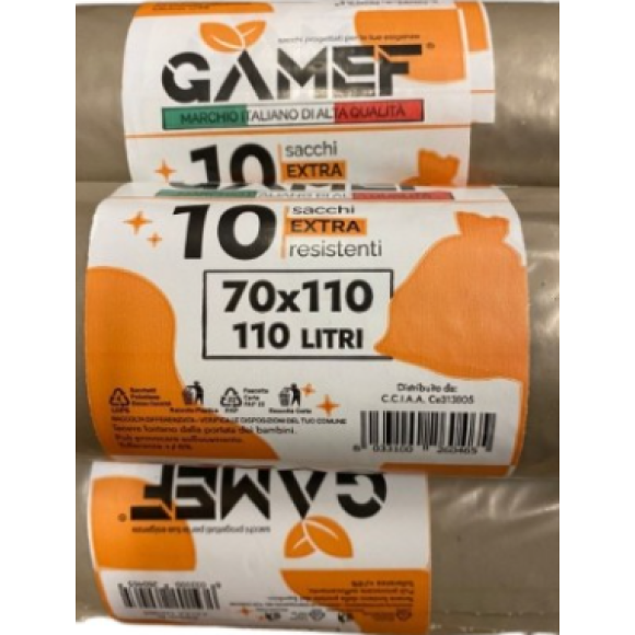 50 SACCHI EXTRA RESISTENTI 70X110 AMBRA GAMEF