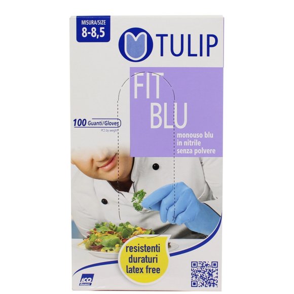GUANTI NITRILE BLU SENZA POLVERE MONOUSO 100 PEZZI TAGLIA L