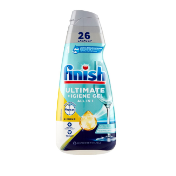 Finish Additivo Lavastoviglie Limone Ultimate + Igiene Gel All In 1 Fresh 26 Lavaggi