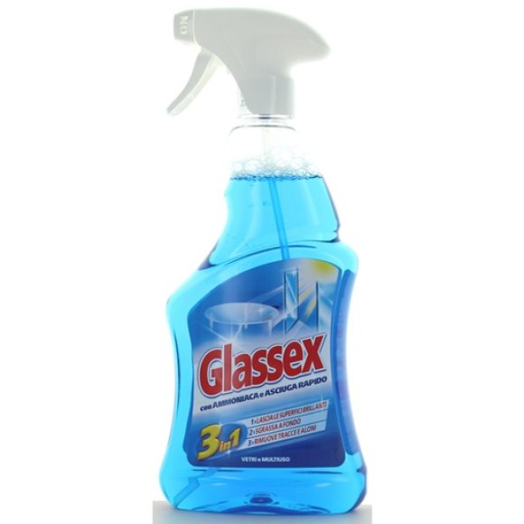 Glassex Spray con Ammoniaca 3in1 – Detergente Vetri e Multiuso 500ml