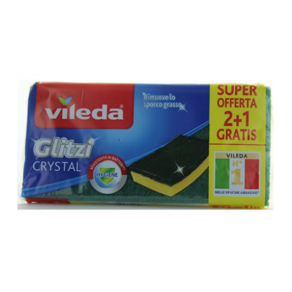VILEDA GLITZI SPUGNA+ABRASIVO VERDE 2+1 PZ.