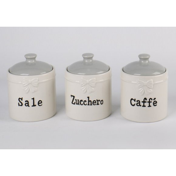 SET 3 BARATTOLI IN CERAMICA - GRIGIO