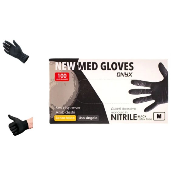 100 Guanti in nitrile neri M 3,5gr