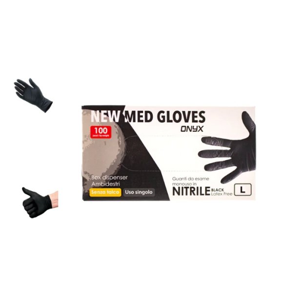  100 Guanti in nitrile neri L 3,5gr