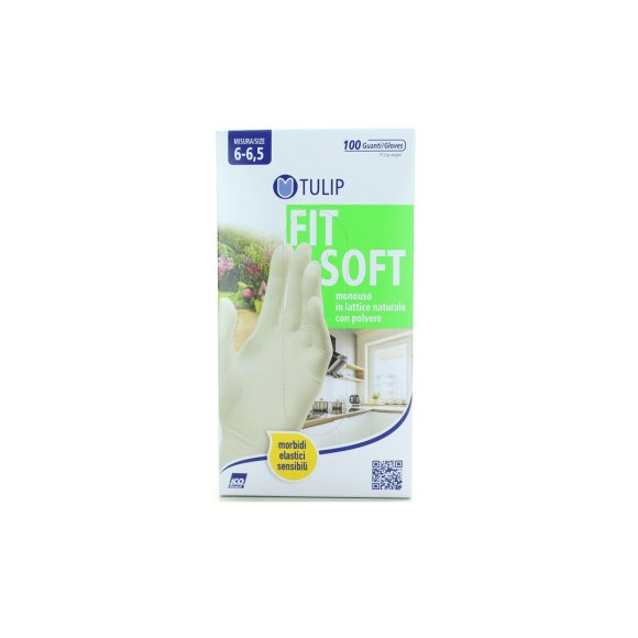 Tulip Fit Soft - Guanti in lattice naturale con polvere - Taglia S (6-6,5) - 100 pezzi