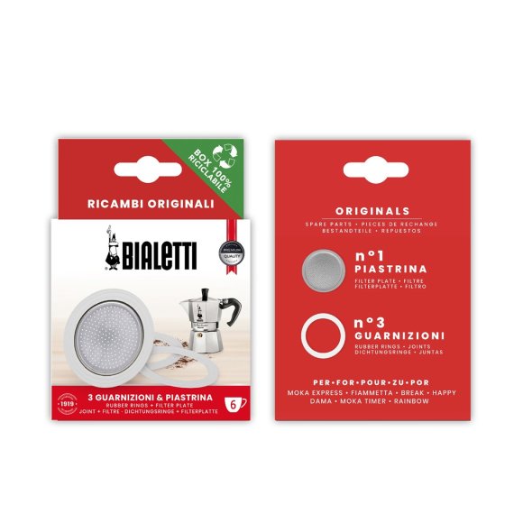 BIALETTI - GUARNIZIONE + PIASTRA MOKA 6 TAZZE