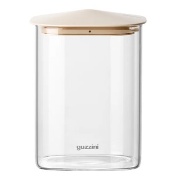 GUZZINI BARATTOLO RETTANGOLARE IN VETRO FRESH E STYLE CON TAPPO BEIGE 1000 ML 