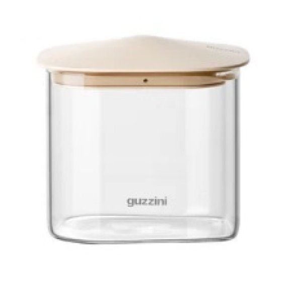 GUZZIJN BARATTOLO RETTANGOLARE IN VETRO FRESH E STYLE CON TAPPO BEIGE 600 ML 