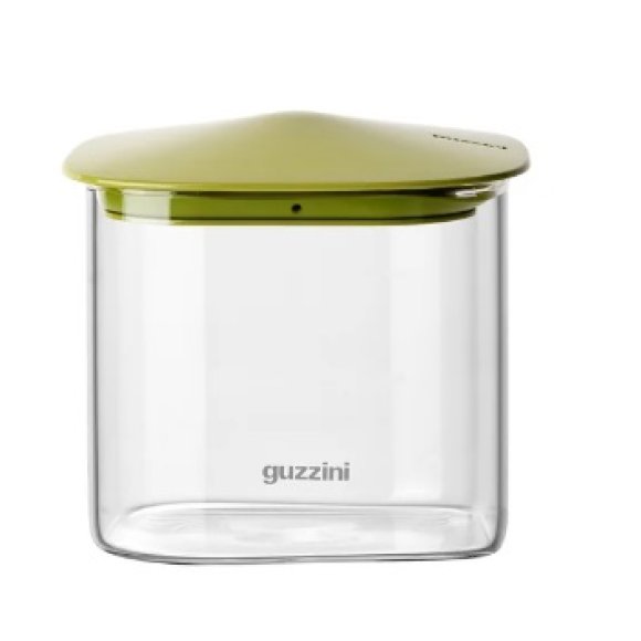 GUZZINI BARATTOLO RETTANGOLARE IN VETRO FRESH E STYLE CON TAPPO VERDE 600 ML 