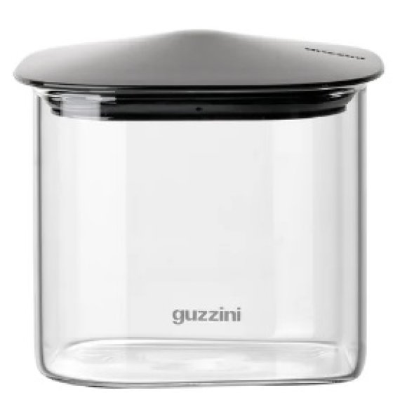 GUZZINI BARATTOLO RETTANGOLARE IN VETRO FRESH E STYLE CON TAPPO NERO 600 ML 