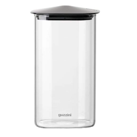 GUZZINI BARATTOLO RETTANGOLARE IN VETRO FRESH E STYLE CON TAPPO NERO 1300 ML 