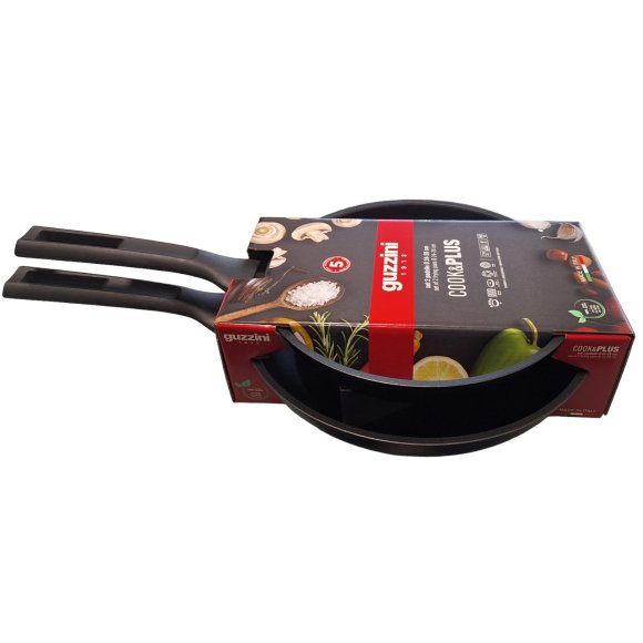 GUZZINI - SET 2 PADELLE "COOK&PLUS" NERO - 24/28 CM