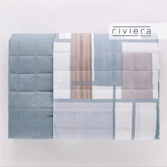 RIVIERA TRAPUNTINO MATRIMONIALE "HEIKO" DOUBLE FACE - AZZURRO POLVERE