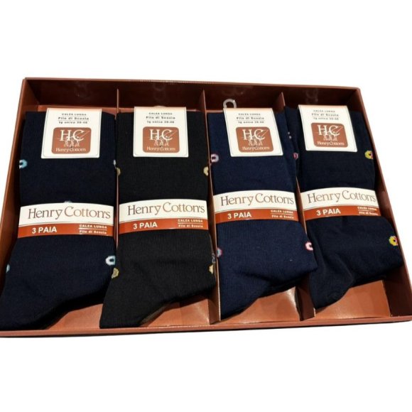 HENRY COTTONS CALZINO UOMO LUNGO ART.HM317 3 PEZZI - COLORI ASSORTITI 