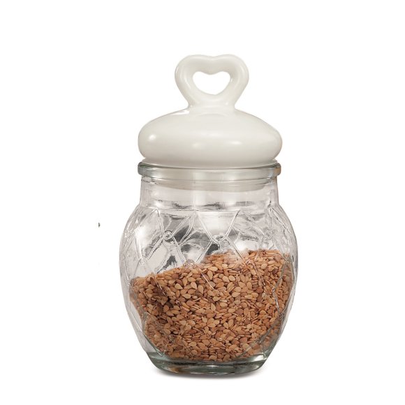 Barattolo Portaspezie In Vetro Con Coperchio In Ceramica