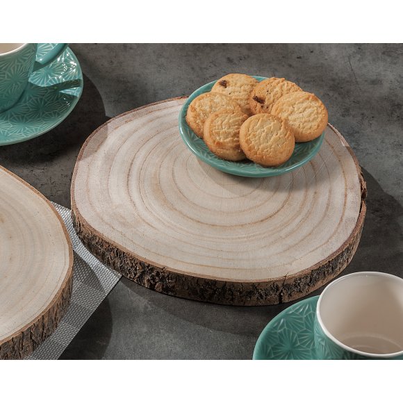Tagliere Vassoio In Legno Naturale - Diametro 22,5 cm