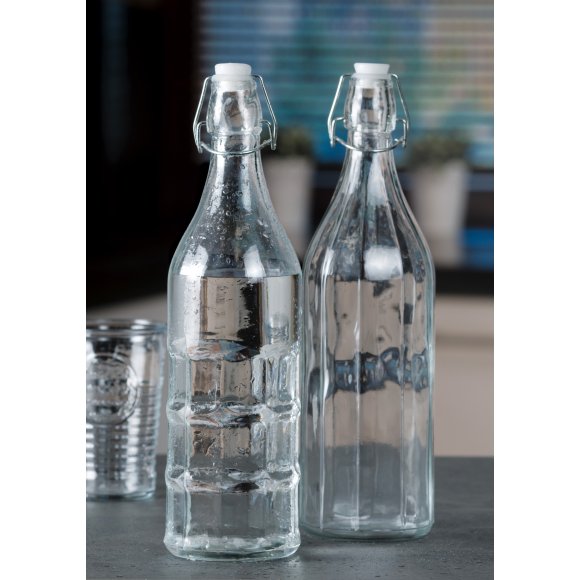 BOTTIGLIA ACQUA IN VETRO 1 LITRO - DECORI ASSORTITI