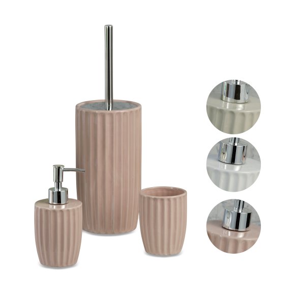 SET 3 PEZZI DA BAGNO CERAMICA - COLORI ASSORTITI