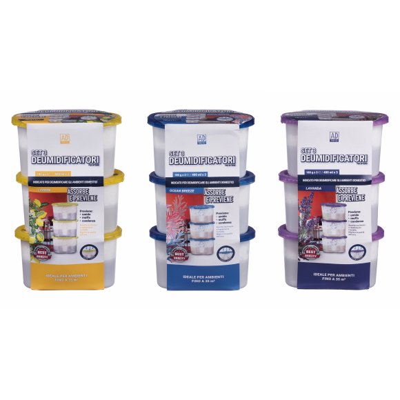 SET 3 DEUMIDIFICATORI 3X180GR - Profumazioni assortite 