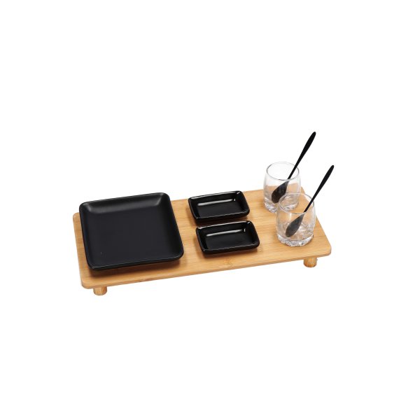 VASSOIO BAMBOO + 7 ACCESSORI FINGER FOOD