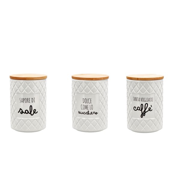 BARATTOLO CERAMICA + COPERCHIO - SCRITTE ASSORTITE