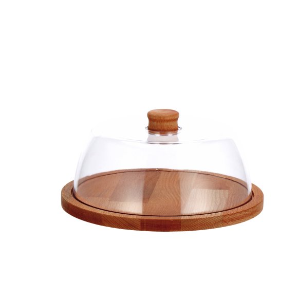 VASSOIO LEGNO CON CAMPANA IN PLASTICA 