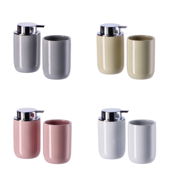 SET 2 PEZZI DA BAGNO CERAMICA - COLORI ASSORTITI
