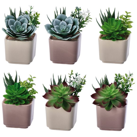 PIANTA GRASSA ARTIFICIALE CON VASO IN CERAMICA