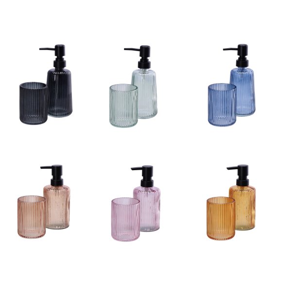 SET 2 PEZZI DA BAGNO IN VETRO - COLORI ASSORTITI