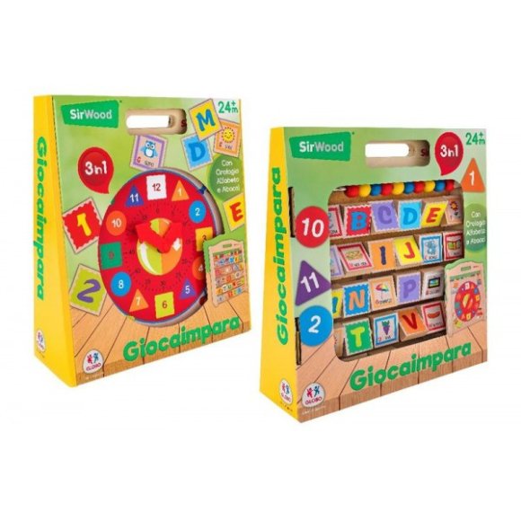 ALFABETIERE/OROLOGIO IN LEGNO 2IN1