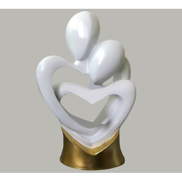 INNAMORATI CUORE BIANCO CON BASE ORO - 26 CM