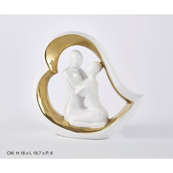 COPPIA INNAMORATI 19 CM - BIANCO/ORO